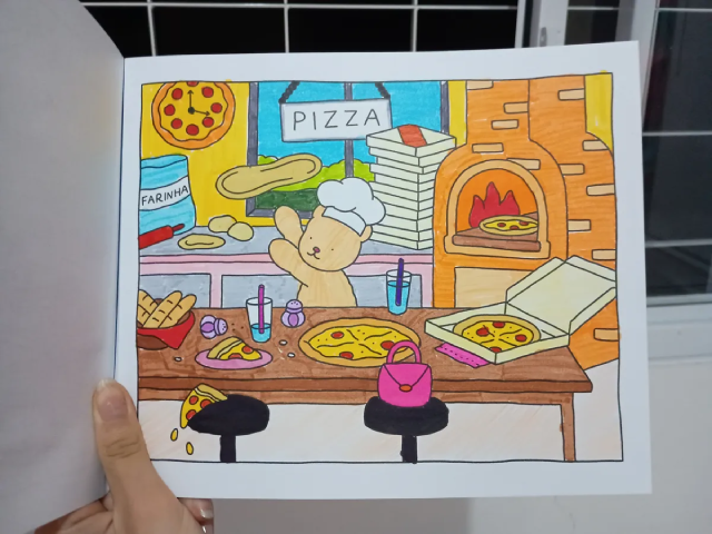 Amostra da Página 1 do Ebook de colorir Bobbie Goods - Cena de loja fofa